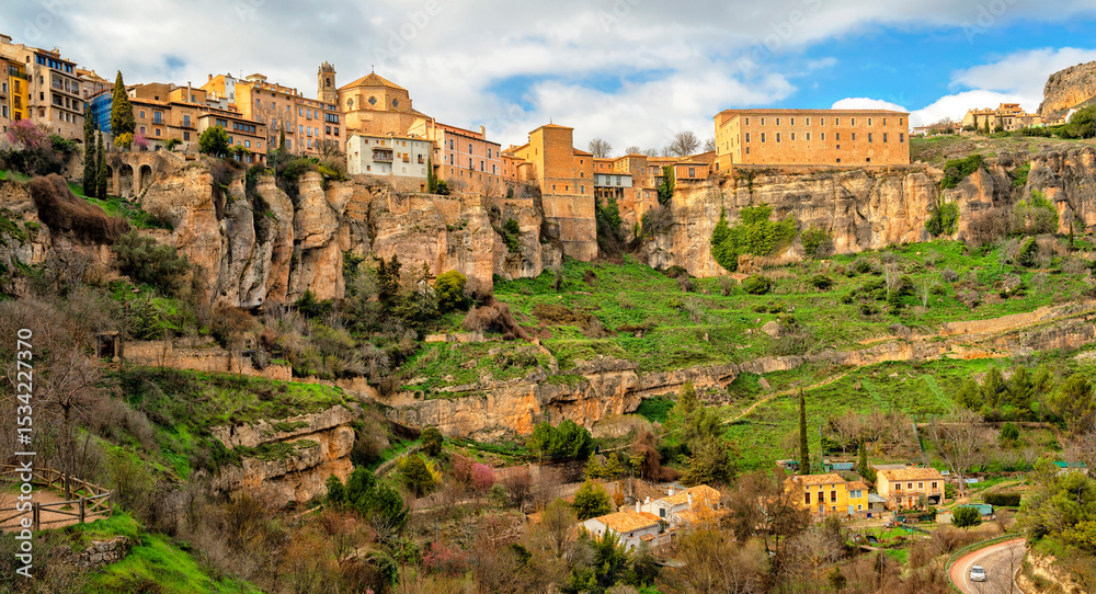 Naklejka premium Spain. Cuenca, Castile La Mancha. Ancient architecture of the historic city. Travel and tourism in Spanish cities