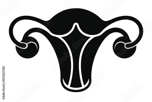 Simplified Silhouette of Female Reproductive System Featuring Uterus, Fallopian Tubes, and Ovaries