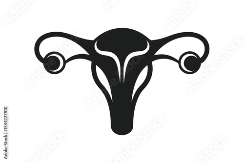 Vector Graphic of Female Reproductive System Uterus, Fallopian Tubes and Ovaries Depicted