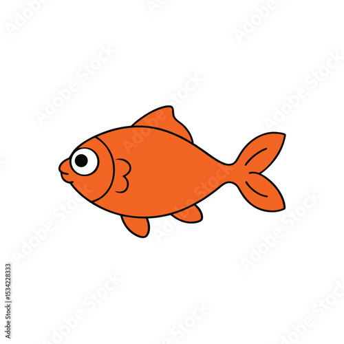 cartoon goldfish isolated on white