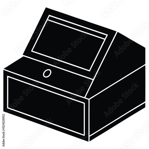 banker element isolated teller cash drawer on white background