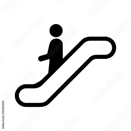 Escalator icon showing moving staircase with ascending steps for indoor vertical transportation on transparent background
