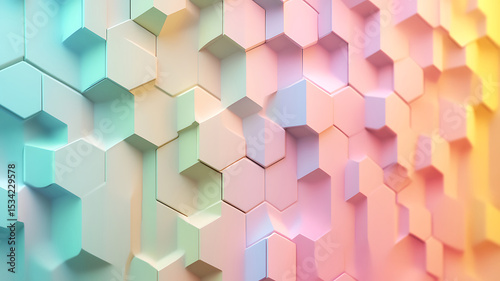 Abstract hexagonal wall texture in pastel colors with a modern gradient design
