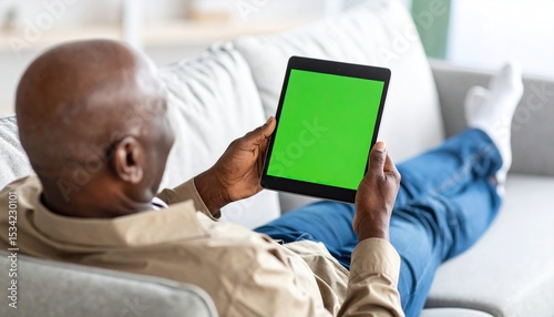 Relaxed senior man using a tablet