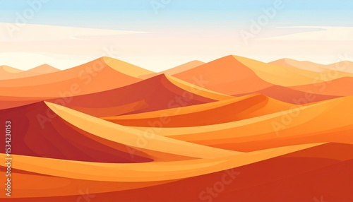 Desert landscape with dunes and mountains
