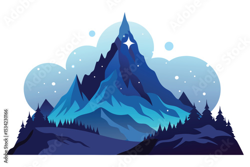 Magical mountain silhouette