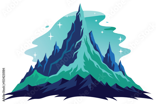 Magical mountain silhouette