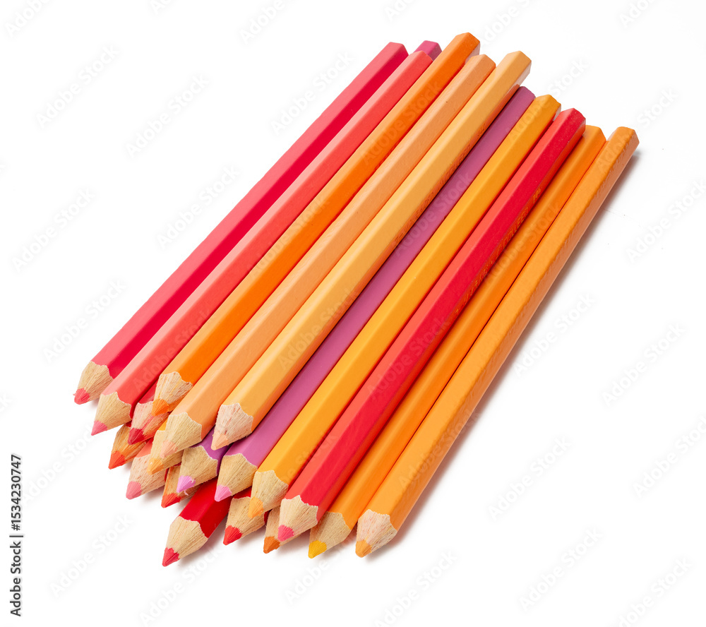 Fototapeta premium The Photo of a stack of colored pencils on a white background.