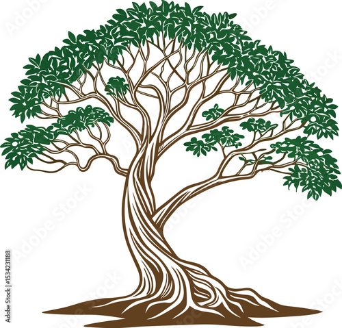 vector tree with roots. Vector illustration collection of tree.