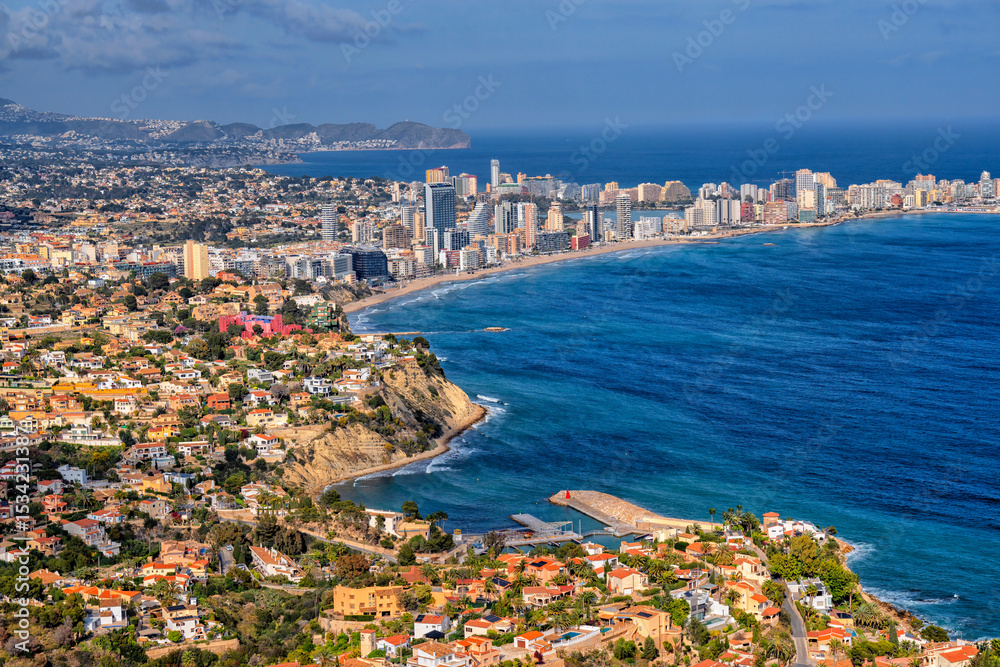 Fototapeta premium Spain. Beach seaside resort Calpe. Travel and tourism in the paradise Spanish cities