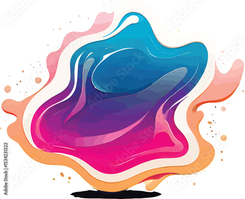 Abstract Liquid Blob Vibrant Pink Purple Blue Orange Hues Paper Cut Style Layers Glowing Background shape
