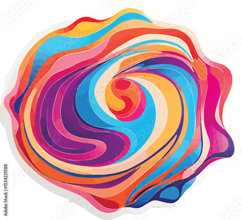 Abstract Swirling Multicolored Liquid Blob Orange Pink Purple Blue Yellow Cream Tones Smooth Glossy Texture