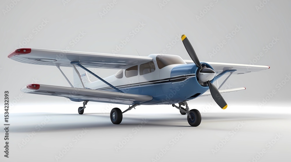 Fototapeta premium Vintage Blue and White Airplane Model Render
