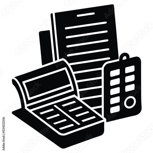 accountant element isolated account ledger software on white background