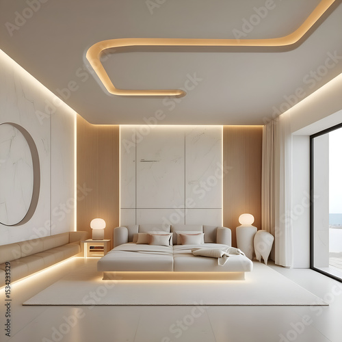 Modern Minimalist Bedroom Meets Sculptural Luxury       living room