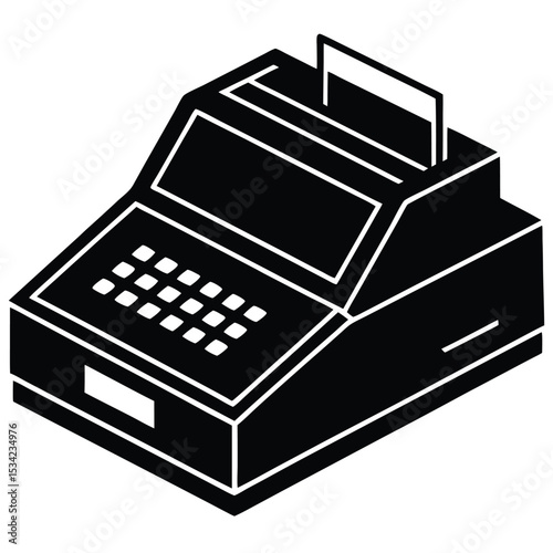 accountant element isolated cash register on white background