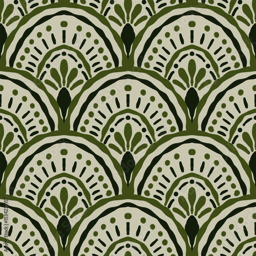 250629 green line scribble seamless background, seamless floral scribble pattern background, motifs floral hand drawn, scribble style, scallop pattern, design for seamless floral pattern, printing, 