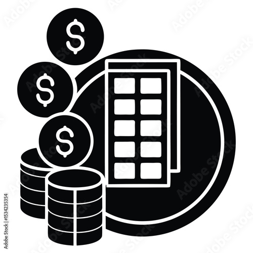 accountant element isolated coins on white background