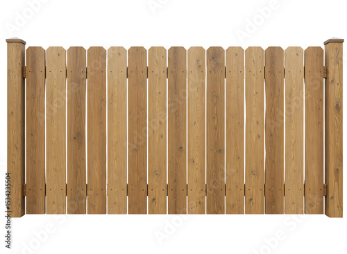 Wooden fence section isolated on transparent background