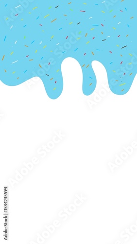 Blue liquid splash with rainbow springkles 