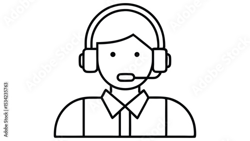 customer service representative line art tech support service with headset operator