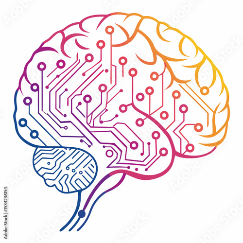AI Brain and Circuits – Futuristic Vector Illustration
