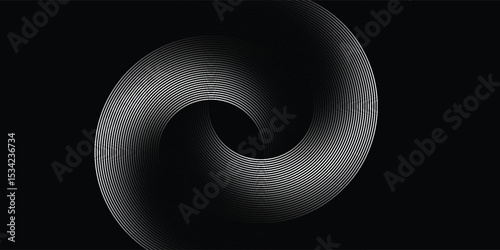 Modern abstract background. Halftone dots in circle form. Spiral logo, icon or design element. Black dots on a white background and white dots on the black side.