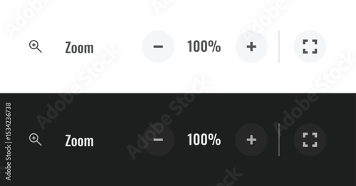 Zoom bar menu icons. Zoom in, zoom out, window full screen