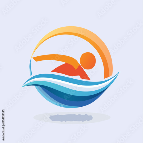 abstract icon of a swimmer on a white background