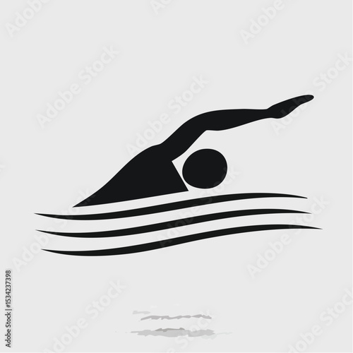 abstract icon of a swimmer on a white background