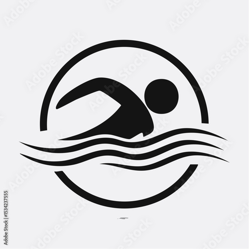abstract icon of a swimmer on a white background