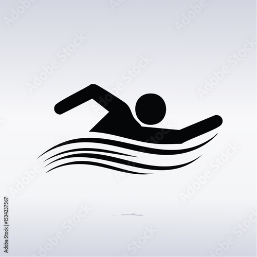abstract icon of a swimmer on a white background