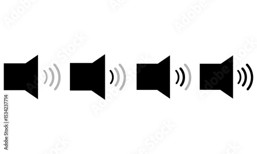 Black Speaker Icon with Sound Waves. Speaker icon illustration. Volume vector icon. 


