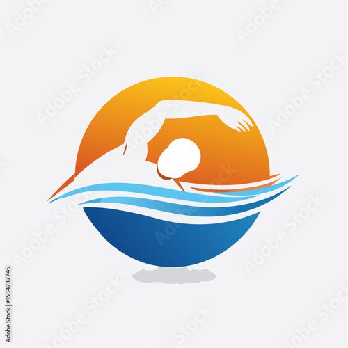 abstract icon of a swimmer on a white background