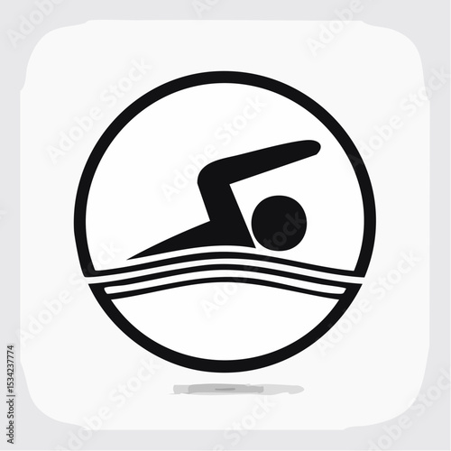 abstract icon of a swimmer on a white background