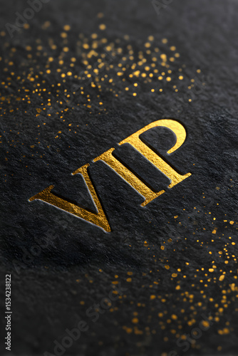 Elegant VIP card design featuring golden lettering and sparkling accents for exclusive events and gatherings