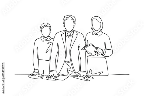 Human resource concept. Single line draw design. Vector graphic illustration