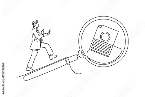 Human resource concept. Single line draw design. Vector graphic illustration