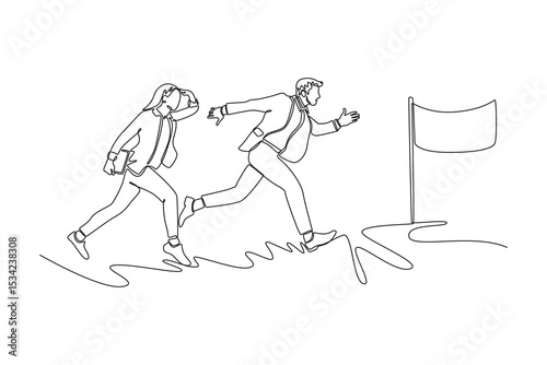Human resource concept. Single line draw design. Vector graphic illustration