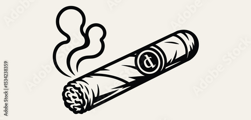 Smoking Cigar with Currency Symbol Illustration