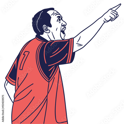 coach signaling play  burning red jersey