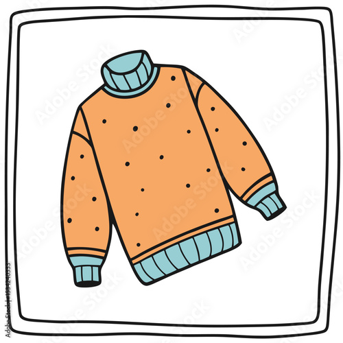 Cozy Autumn Sweater Hand-Drawn Vector Illustration of a Warm Knit Jumper Perfect for Fall Fashion Designs and Projects