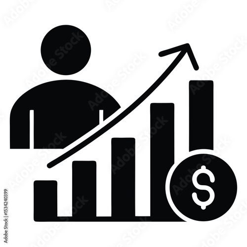 accountant element isolated income chart on white background