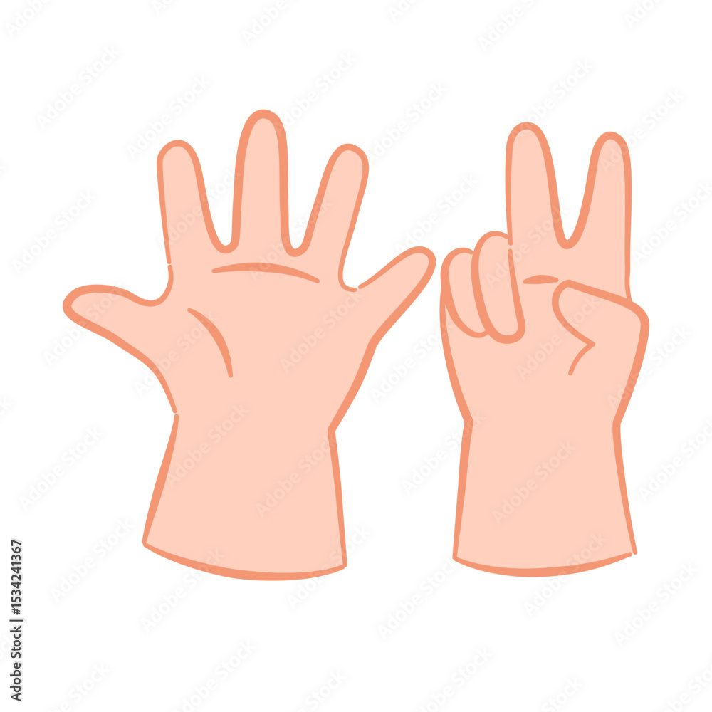 Obraz premium Chibi Hand Showing Number Seven – Cute Flat Vector
