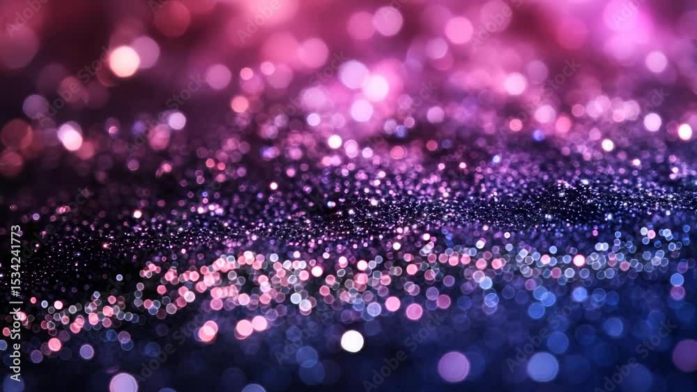 Sparkling Glittering Pink and Purple Bokeh Background with Falling Particles
