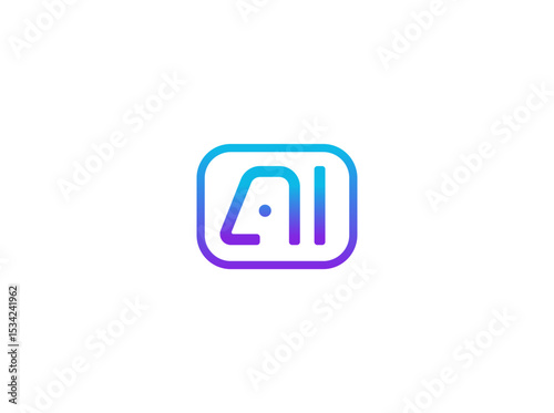 AI logo, chatbot smart assistant icon, virtual tool emblem for app, SaaS, automation, tech support, communication system, education software. Outline gradient monogram. Vector illustration