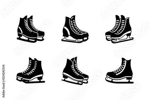 ice skates silhouette set vector design