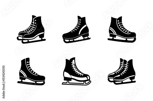 ice skates silhouette set vector design