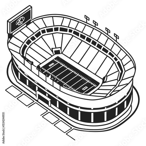 top down stadium layout as black silhouette y