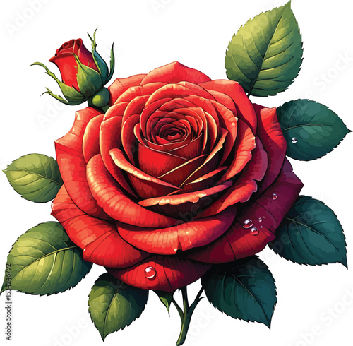 A vibrant, detailed illustration of a rose bouquet in a classic embroidery style.